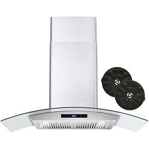 Cosmo 36" 380 CFM Ductless Wall Mount Range Hood Kitchen Hood in Stainless Steel