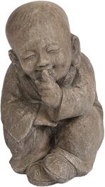 Pemberly Row Contemporary Little Buddha Monk Garden Statue in Weathered Brown