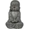 Luxen Home LuxenHome Weathered Gray MgO Meditating Buddha Monk Garden Statue