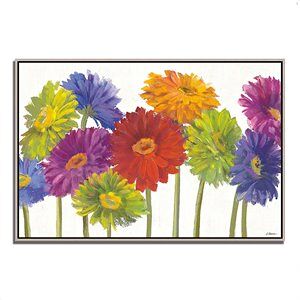 Tangletown Fine Art 47x32 Colorful Gerbera Daisies by Carol Rowan Print on Canvas Fabric Multi-Color
