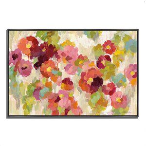 Tangletown Fine Art 47x32 Coral and Emerald Garden I by Silvia Vassileva - Canvas Fabric Multi-Color
