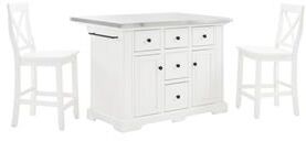 Crosley Furniture Julia 3-piece Wood Kitchen Island Set in White