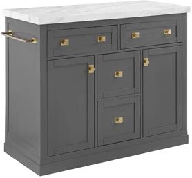 Crosley Furniture Claire Modern Wood Kitchen Island with Storage in Gray/White