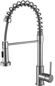 Lexora Home Lanuvio Brass Kitchen Faucet with Pull Out Sprayer in Brushed Nickel