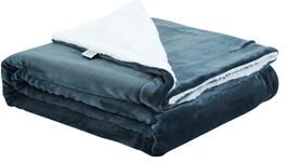 Posh Living Posh Pascal 60"x80" Reversible Flannel Solid Sherpa Blanket in Hunter Green