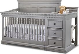 Sorelle Portofino Traditional Wood Crib & Changer in Weathered Gray