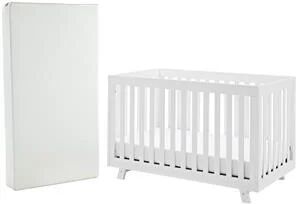 Home Square 2-Piece Set with 6" Foam Crib Mattress and Crib in White