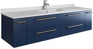 Fresca Stella 60" Wall Hung Undermount Bathroom Vanity in Royal Blue