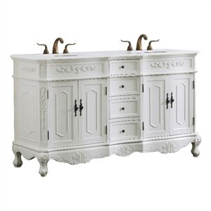 Elegant Kitchen and Bath Danville 60" Double Solid Wood Bathroom Vanity in White
