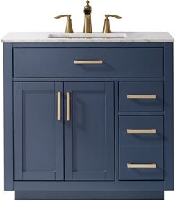 Altair Design Ivy 36" Marble Countertop Single Vanity w/o Mirror Royal Blue