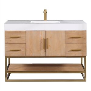Altair Design Bianco 48" Contemporary Wood Vanity without Mirror in Light Brown