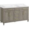 ED Ellen DeGeneres Valerosa 60" Vanity Washed Natural Oak and White Stone Top