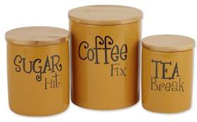 Design Imports DII Honey Gold Coffee/Sugar/Tea Ceramic Canister (Set of 3)