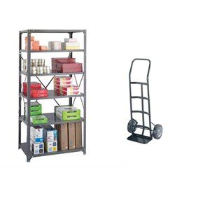Safco Trucks Dollies 2 Piece 6 Shelf Kit in Grey with Hand Truck Dolly Set