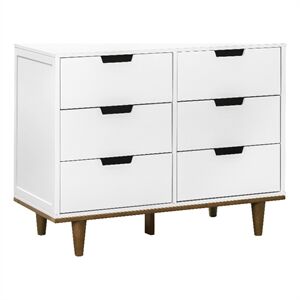 Davinci Marley 6-Drawer Modern Pine Wood and MDF Double Dresser in White/Walnut