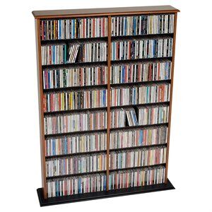 Prepac 51" Double CD DVD Wall Media Storage Rack in Cherry and Black