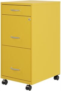 Hirsh Industries LLC Space Solutions 18"D 3 Drawer Mobile Metal File Cabinet Yellow/Goldfinch