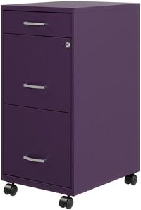 Hirsh Industries LLC Space Solutions 18"D 3 Drawer Mobile Metal File Cabinet Midnight Purple