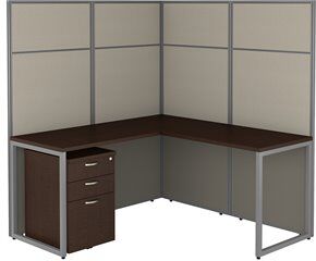 BBF Bush Business Furniture Easy Office 60W L Shaped Cubicle Desk with File Cabinet