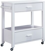 Furniture of America Arton Contemporary Wood 2-Drawer Kitchen Cart in White