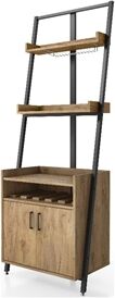 Furniture of America Levi Rustic Wood Multi Storage Wine Cabinet in Light Oak