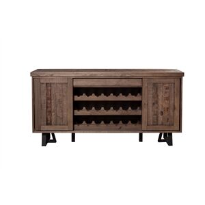Bowery Hill Wood Dining Sideboard with Wine Holder in Natural-Black