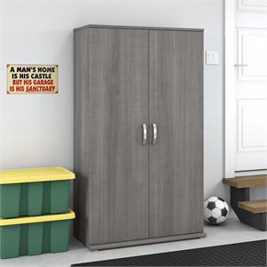 Pemberly Row Tall Garage Storage Cabinet in Platinum Gray - Engineered Wood