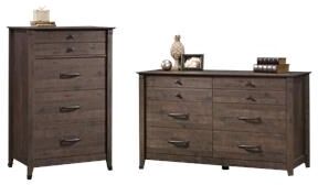 Home Square 2 Piece Bedroom Set with Dresser and Chest in Coffee Oak