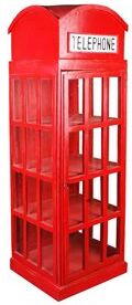 Sunset Trading Cottage Wood English Phone Booth Cabinet in Distressed Red