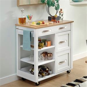 Homestyles Storage Plus Off White Wood Kitchen Cart