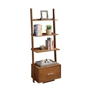 Convenience Concepts American Heritage Ladder Bookcase in Caramel Wood