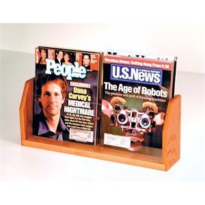 Wooden Mallet Countertop Magazine Display with 2 Pockets in Medium Oak