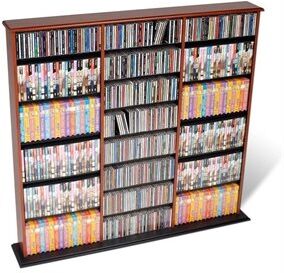 Prepac 51" Triple CD DVD Wall Media Storage Rack in Cherry and Black