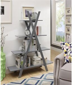 Convenience Concepts Oxford "A" Frame Bookshelf in Gray Wood