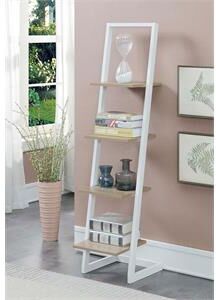 Convenience Concepts Designs2Go Four-Tier Ladder Bookshelf in White Metal Frame