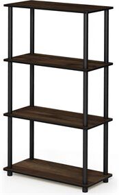 Furinno Turn-N-Tube Wood 4-Tier Shelf Display Rack in Columbia Walnut/Black