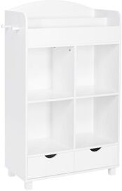 RiverRidge Book Nook Wood Kids Cubby Cabinet with Bookrack in White