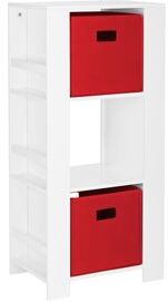 RiverRidge Book Nook Wood Kids Cubby Tower w/ Bookshelves & 2-Bin in White/Red