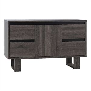 Smart Home Furniture Wood TV Stand for TVs up to 48" in Distressed Gray/Black