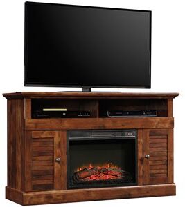 Sauder Harbor View Engineered Wood 52" Fireplace TV Stand in Curado Cherry