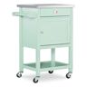 Linon Sydney Wood Rolling Steel Top Kitchen Storage and Prep Cart in Green