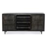 Moti Sarah 2 Door Solid Wood Media Cabinet in Antique Brown on Iron Base
