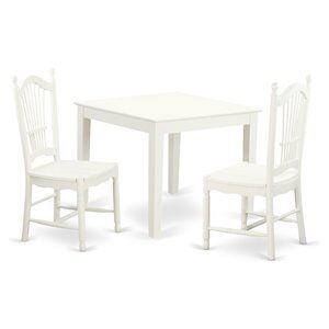 East West Furniture Oxford 3-piece Traditional Wood Dining Set in Linen White