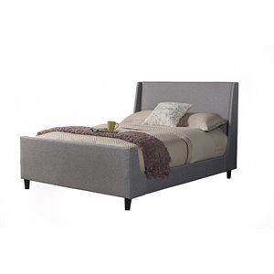 Alpine Furniture Amber Linen Upholstered Wood Standard King Bed in Gray