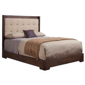 Alpine Furniture Savannah Upholstered Headboard Queen Bed in Pecan (Brown)