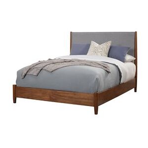 Alpine Furniture Flynn Mid Century Standard King Panel Bed in Acorn (Brown-Gray)