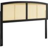 Modway Halcyon Cane Rattan and Rubberwood Full Headboard in Black