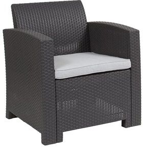 Flash Furniture Wicker / Rattan Patio Chair in Dark Gray