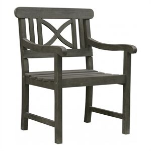 HomeRoots Farmhouse Wood Garden Armchair in Distressed Gray
