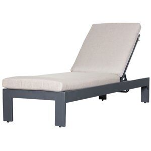 Teva Furniture Paris Chaise Lounge Gray Aluminum Frame in Taupe Sunbrella Cushion